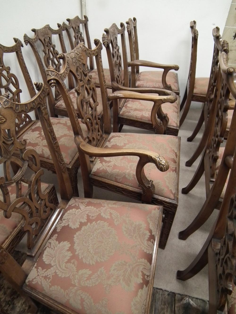 20th Century Set of 12 Chinese Chippendale Style Chairs For Sale