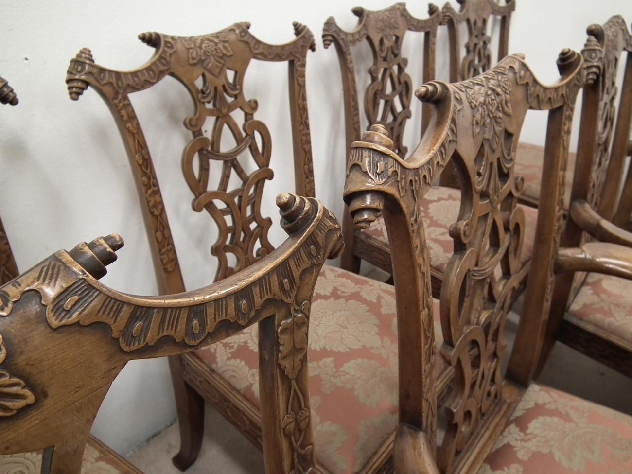 Set of 12 Chinese Chippendale Style Chairs For Sale 1