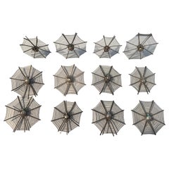 Set of 12 Chinese Export Silver Spider Web Form Place Card Holders