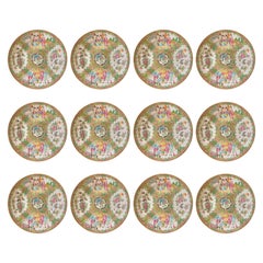 Set of 12 Chinese Rose Medallion Soup Plates