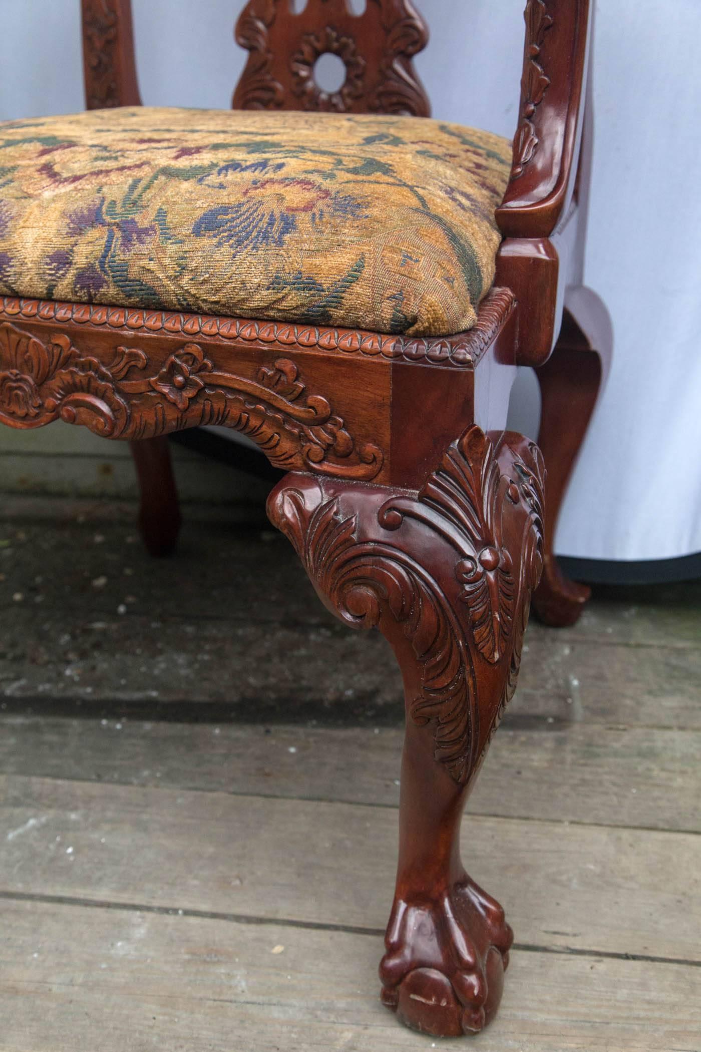 Mahogany Set of 12 Chippendale Style Dining Chairs For Sale