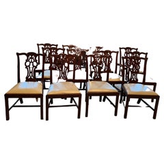Set of 12 Chippendale Style Dining Room Chairs