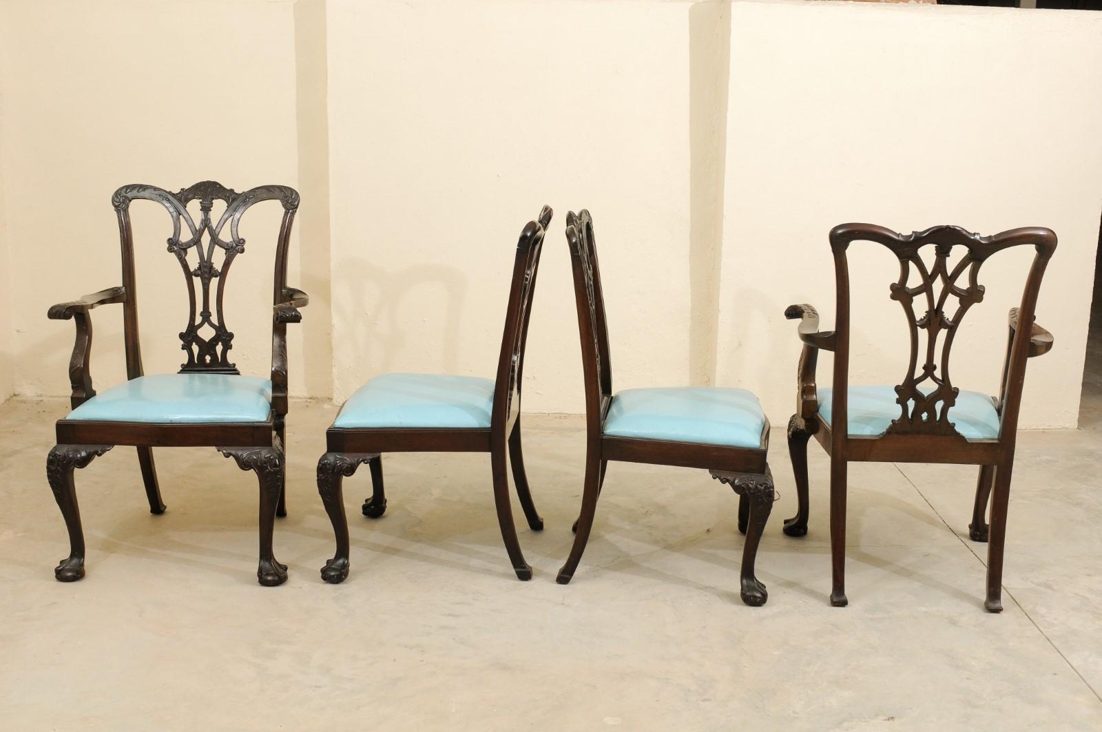 Set of 12 Chippendale Style Mahogany Dining Chairs, England, circa 1890 For Sale 6