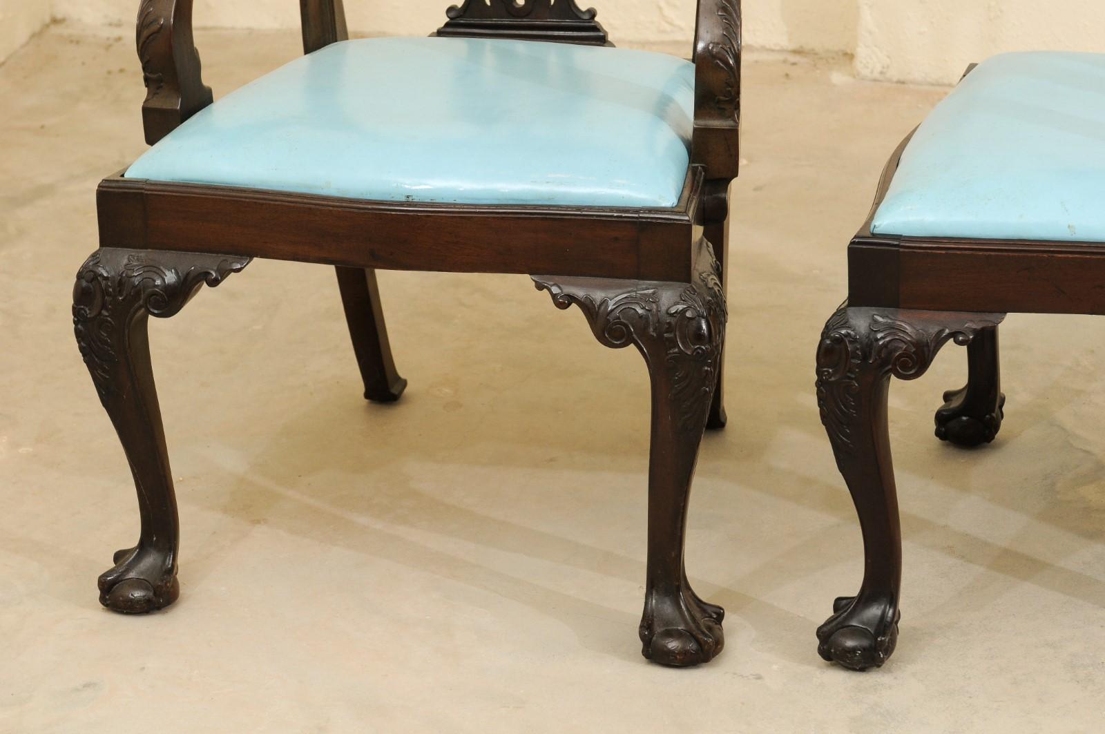 Set von 12 Mahagoni-Esszimmerstühlen im Chippendale-Stil, England, um 1890 im Angebot 7