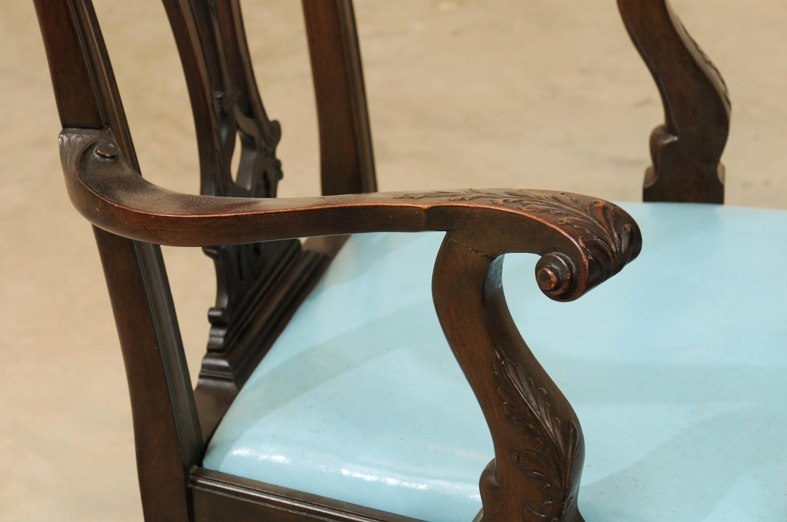 Set of 12 Chippendale Style Mahogany Dining Chairs, England, circa 1890 In Good Condition For Sale In Atlanta, GA