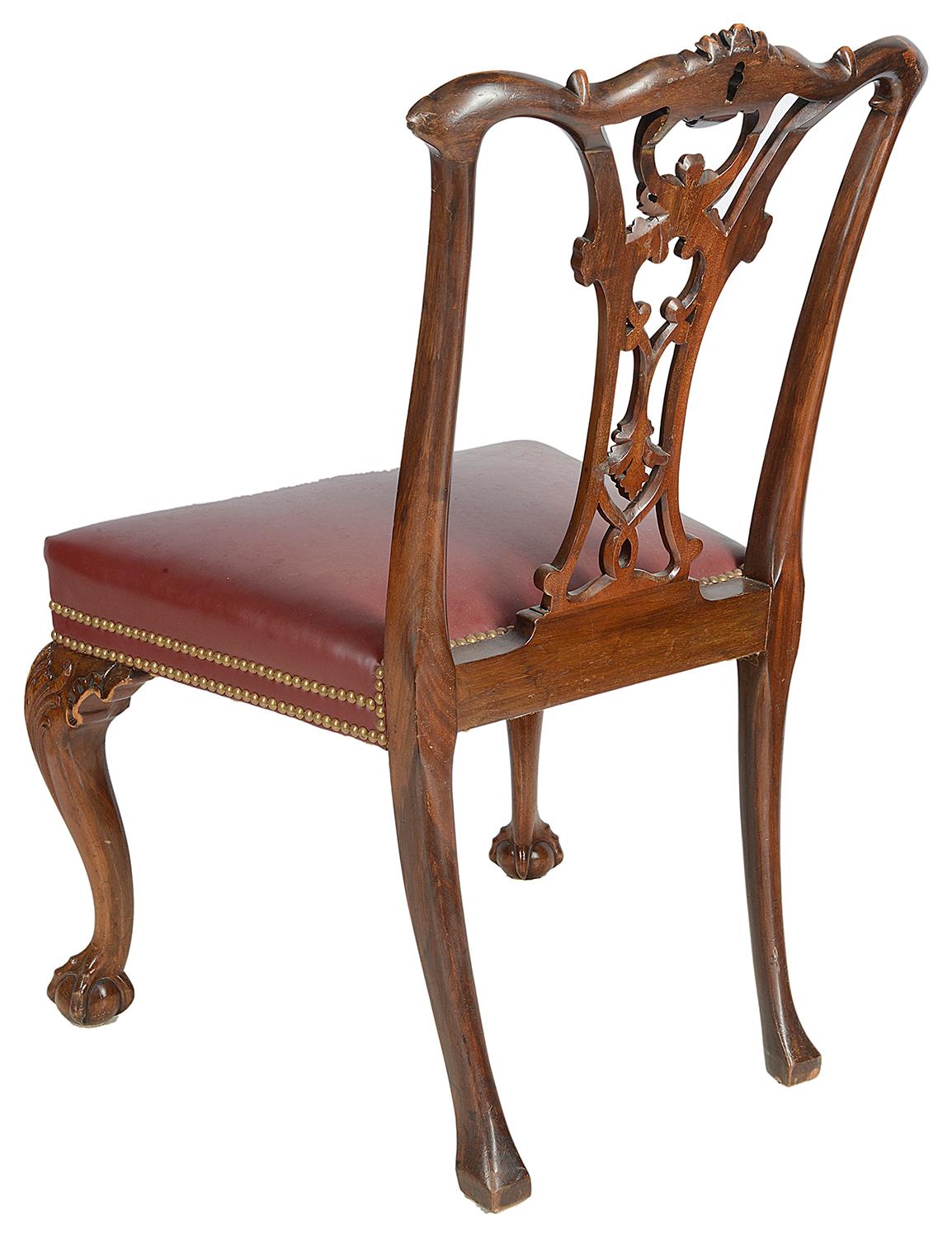 Carved Set of 12 Chippendale Style Mahogany Dining Chairs For Sale
