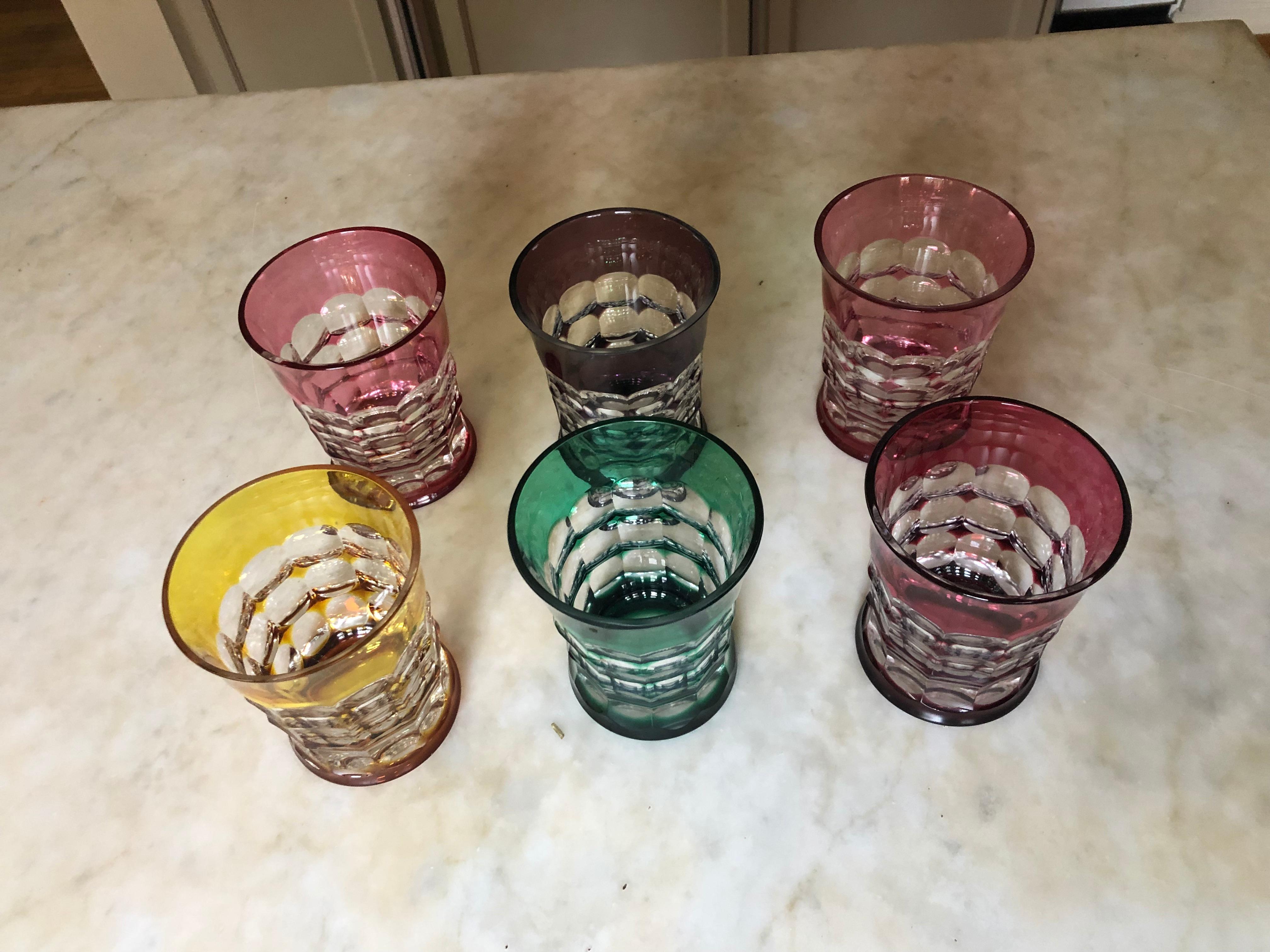 Set of 12 Christian Lacroix Colored Crystal Tumbler Glasses in 4 Varied  Colors at 1stDibs