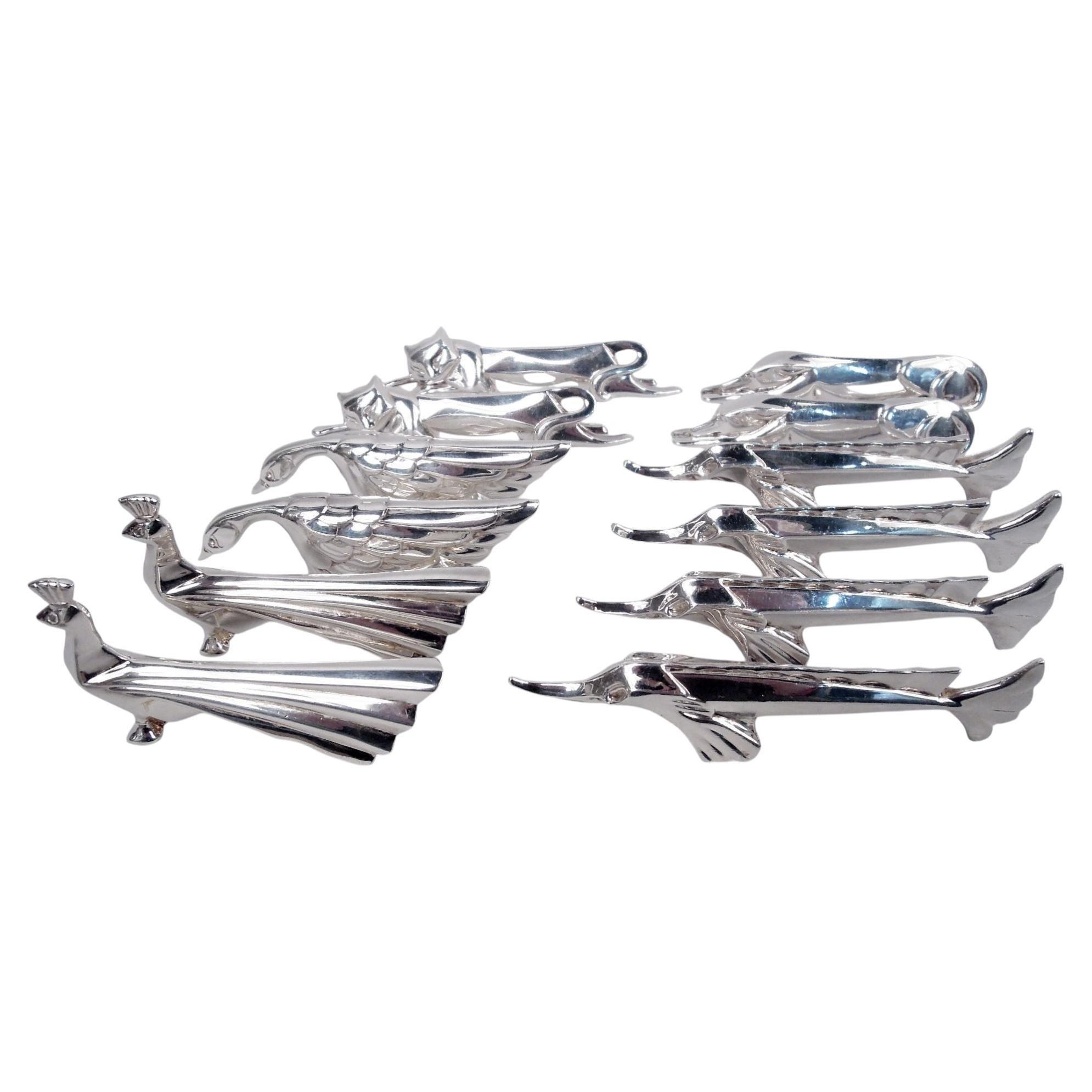 Set of 12 Christofle French Art Deco Animal Menagerie Knife Rests