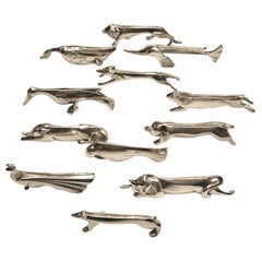 Set of 12 Christofle "Gallia" Silver Plated Knife Rests Dated, circa 1920