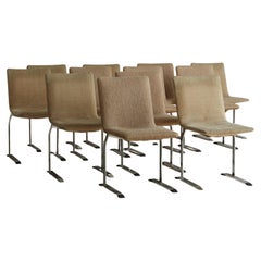 Set of 12 Chrome Dining Chairs by Giovanni Offredi for Saporiti, Italy 1970s