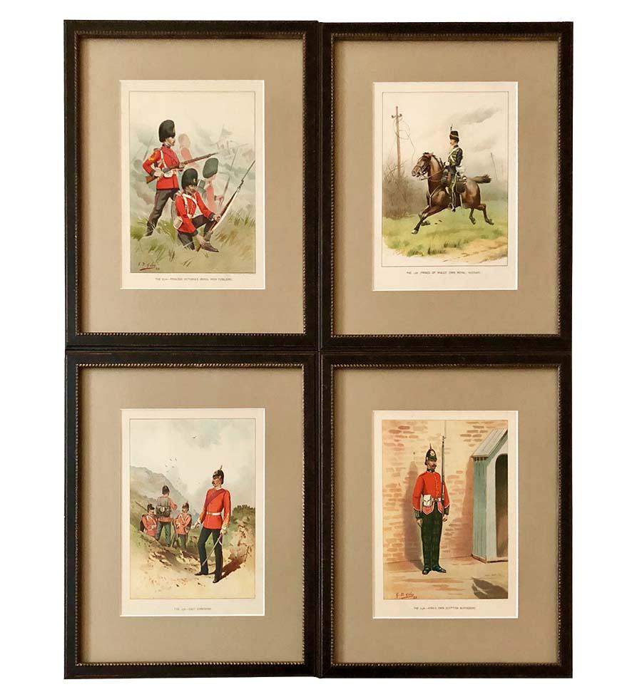 English Set of 12 Chromolithographs from 1890 for “Her Majesty’s Army