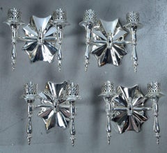 Set of 12, circa 1930 French Silver Plated Sconces