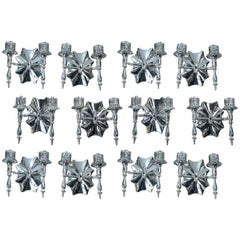 Set of 12, circa 1930 French Silver Plated Sconces