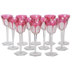 Lot de 12 verres à vin classiques Baccarat Signature Red Tall Wine Base en verre taillé