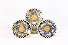 Lot de 12 assiettes latérales Coalport Japonesque Aesthetic Movement bleu cobalt & or