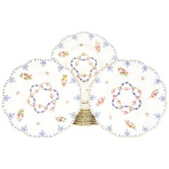 Set de 12 Platos llanos blancos Coalport con rosas pintadas a mano