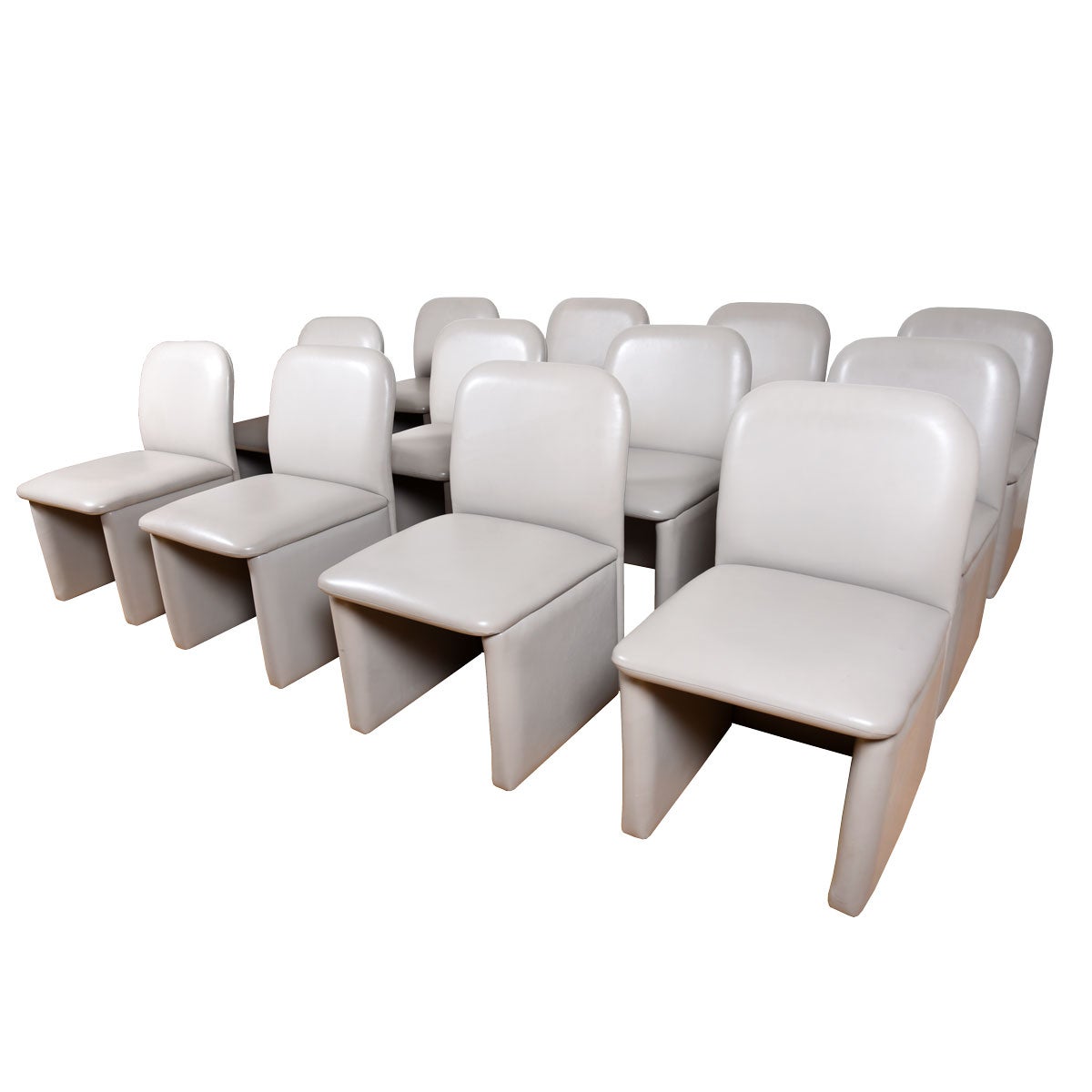 Ensemble de 12 chaises de salle à manger / de conférence contemporaines entièrement recouvertes de cuir en vente