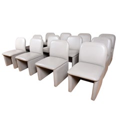 Used Set of 12 Contemporary Dining / Conference Chairs Fully Upholstered in Leather
