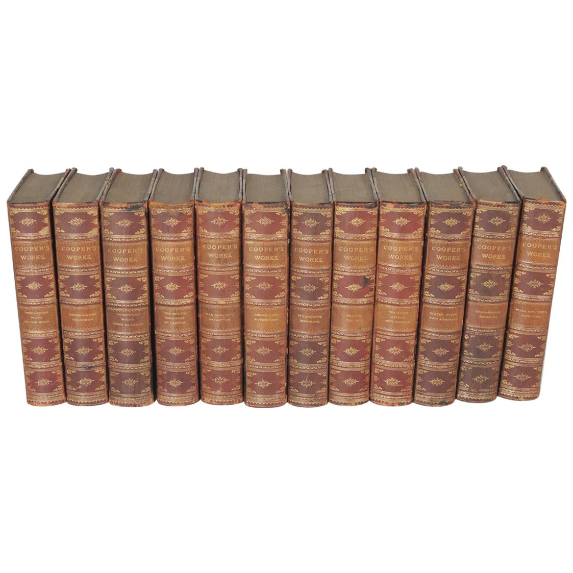 Set of 12 Cooper Works Leather Bound Books, Late 19th Century
