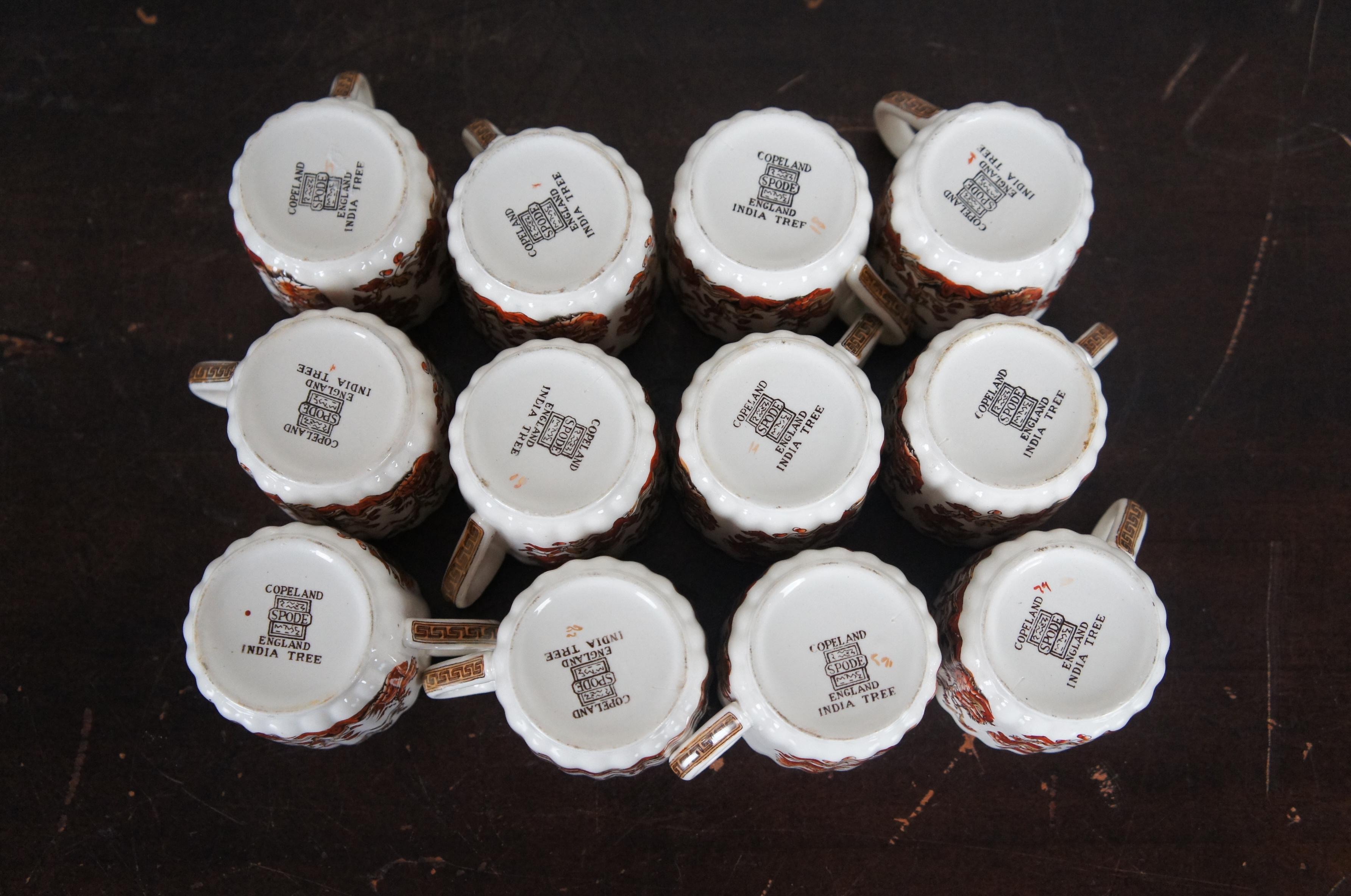 Set of 12 Copeland Spode India Tree Demitasse Cups Coffee Espresso Mug Rust Vtg In Good Condition In Dayton, OH