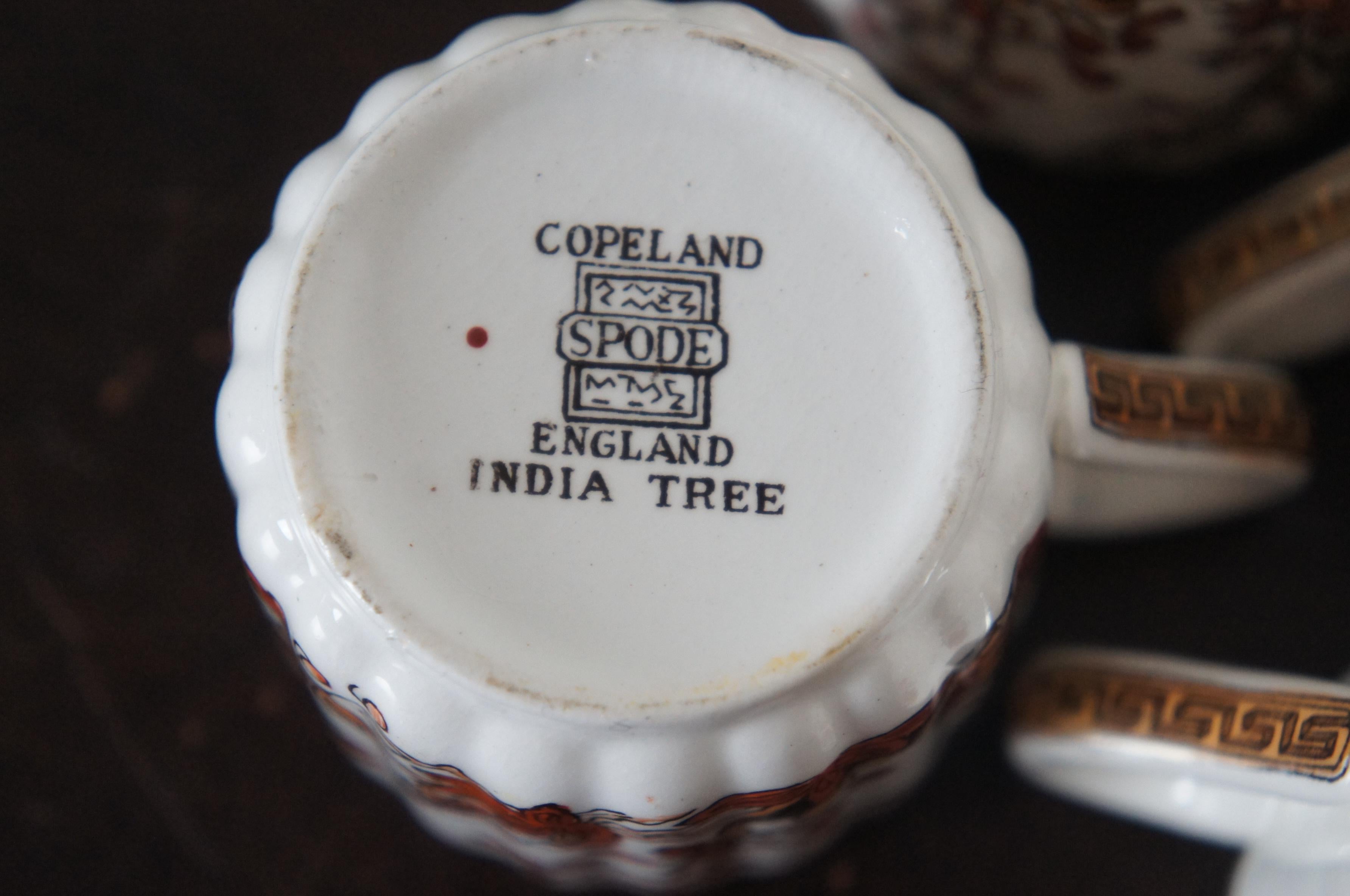 20th Century Set of 12 Copeland Spode India Tree Demitasse Cups Coffee Espresso Mug Rust Vtg