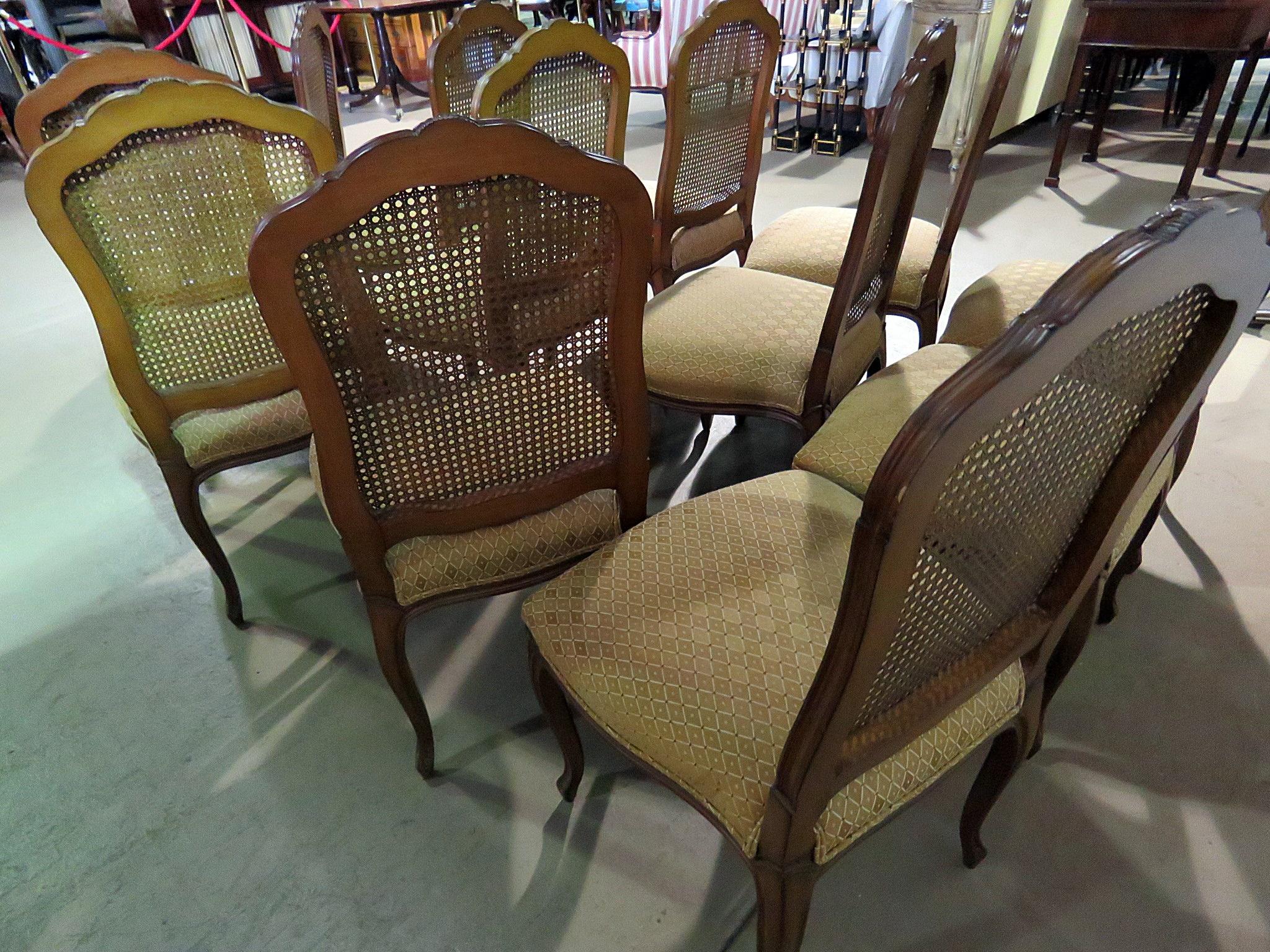 Lagre Set of 12 Louis XV Country French Cane Back Dining Side Chairs 1