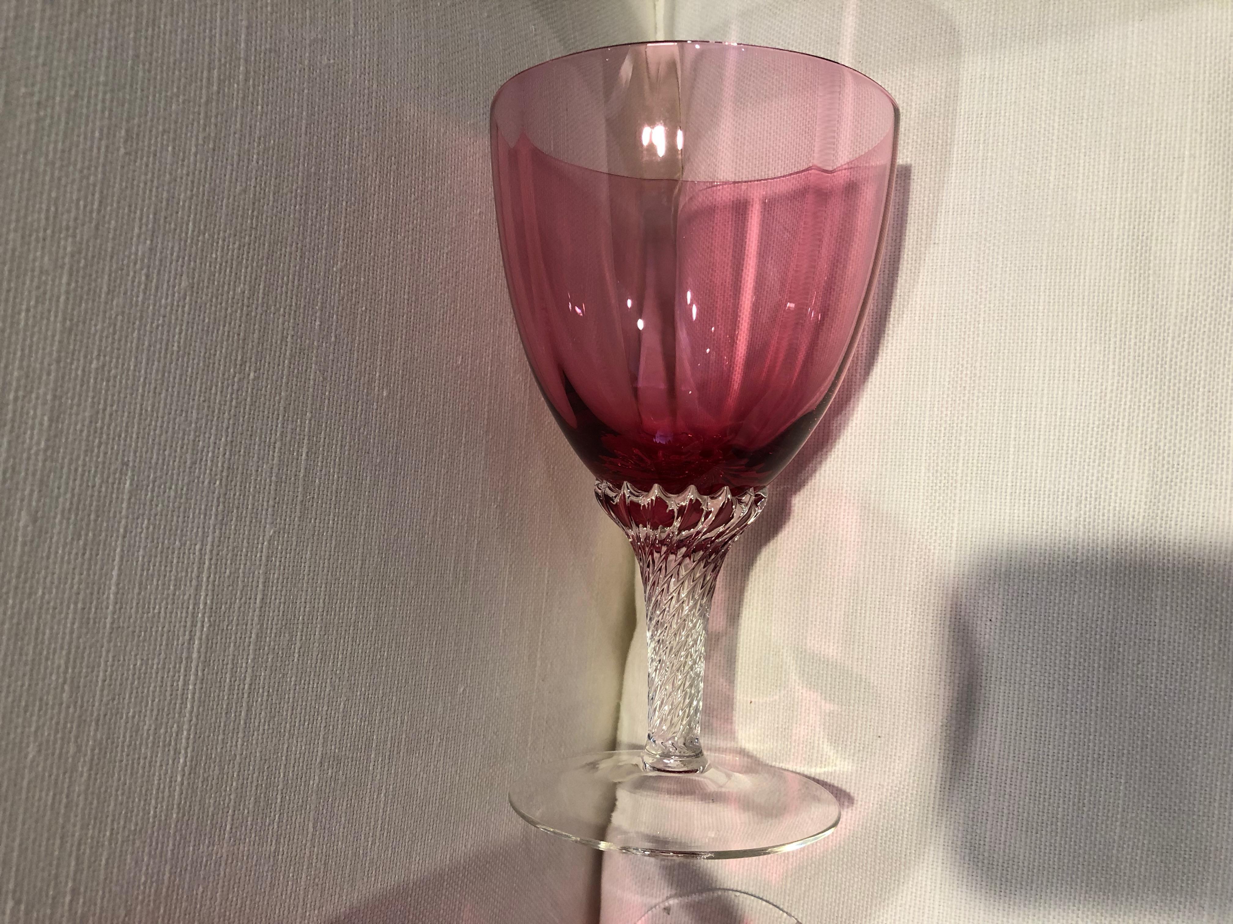 American Classical Set of 12 Cranberry Glass Goblets