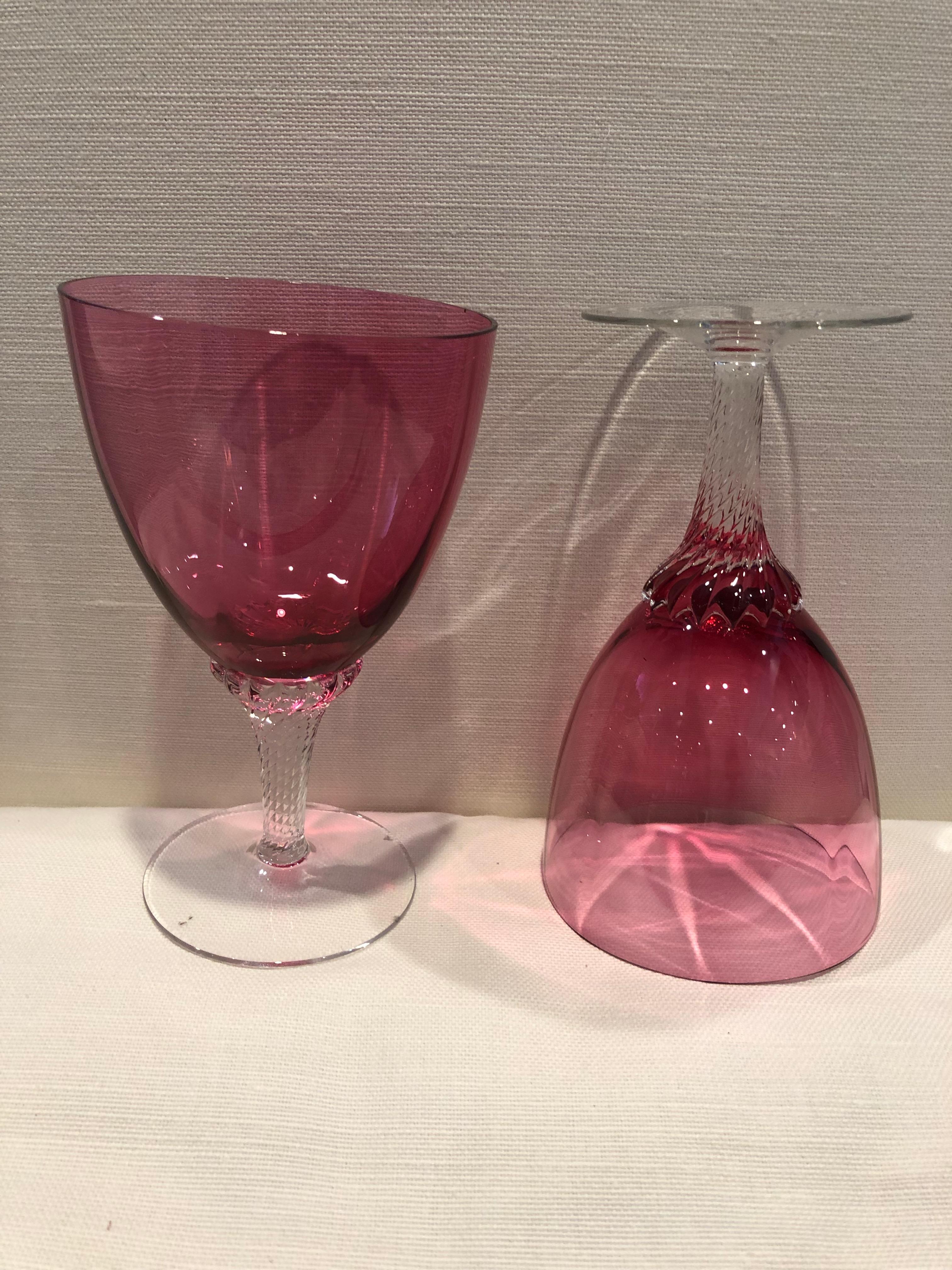 American Set of 12 Cranberry Glass Goblets