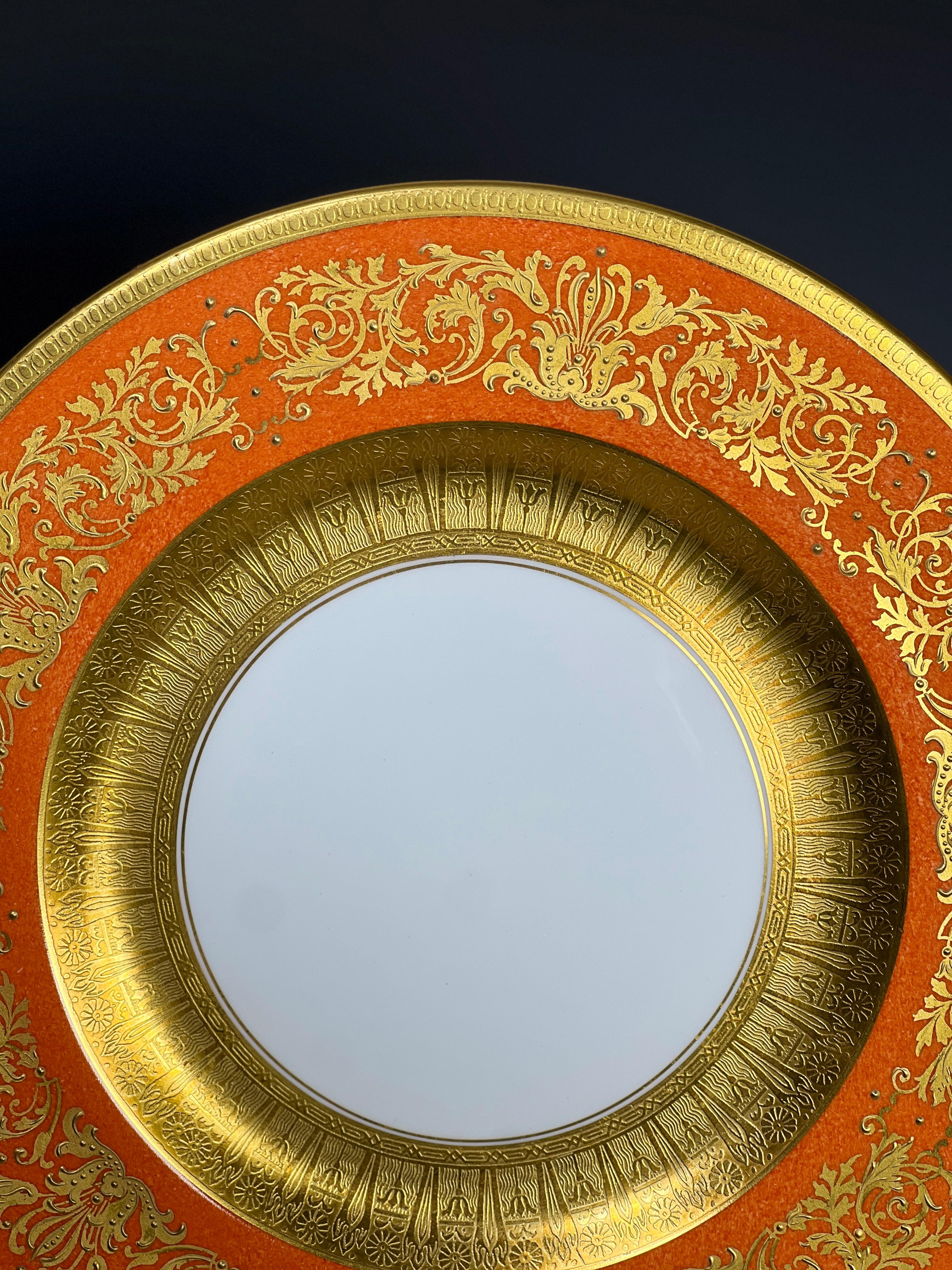 Gilt Set of 12 Crown Staffordshire Powder Orange 11