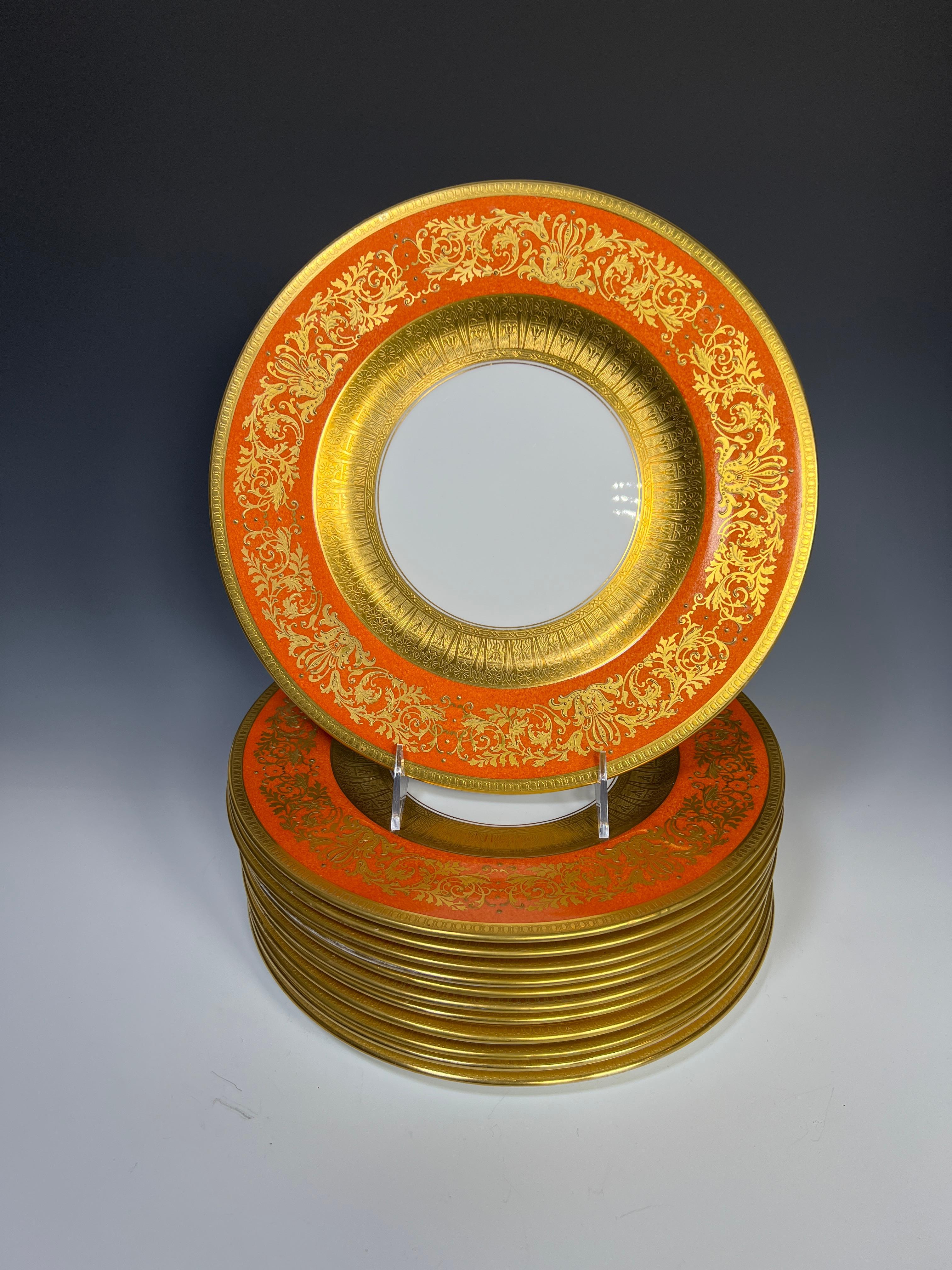Set of 12 Crown Staffordshire Powder Orange 11