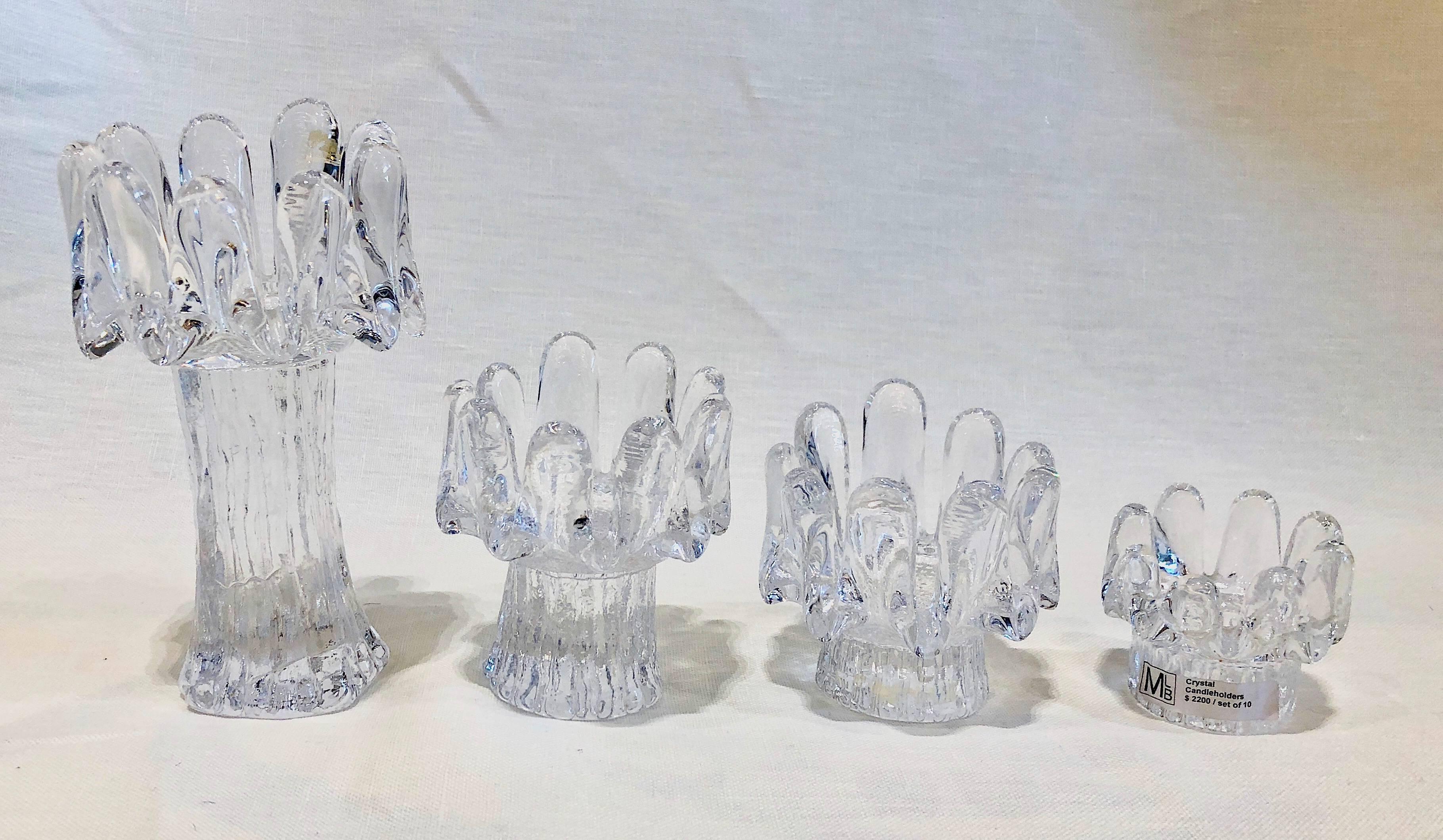 Mid-Century Modern Set of 12 Crystal Candleholders