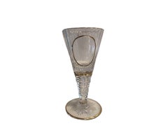 Set of 12 Crystal Fluted Wine Goblets with Gilt Rim and Detail