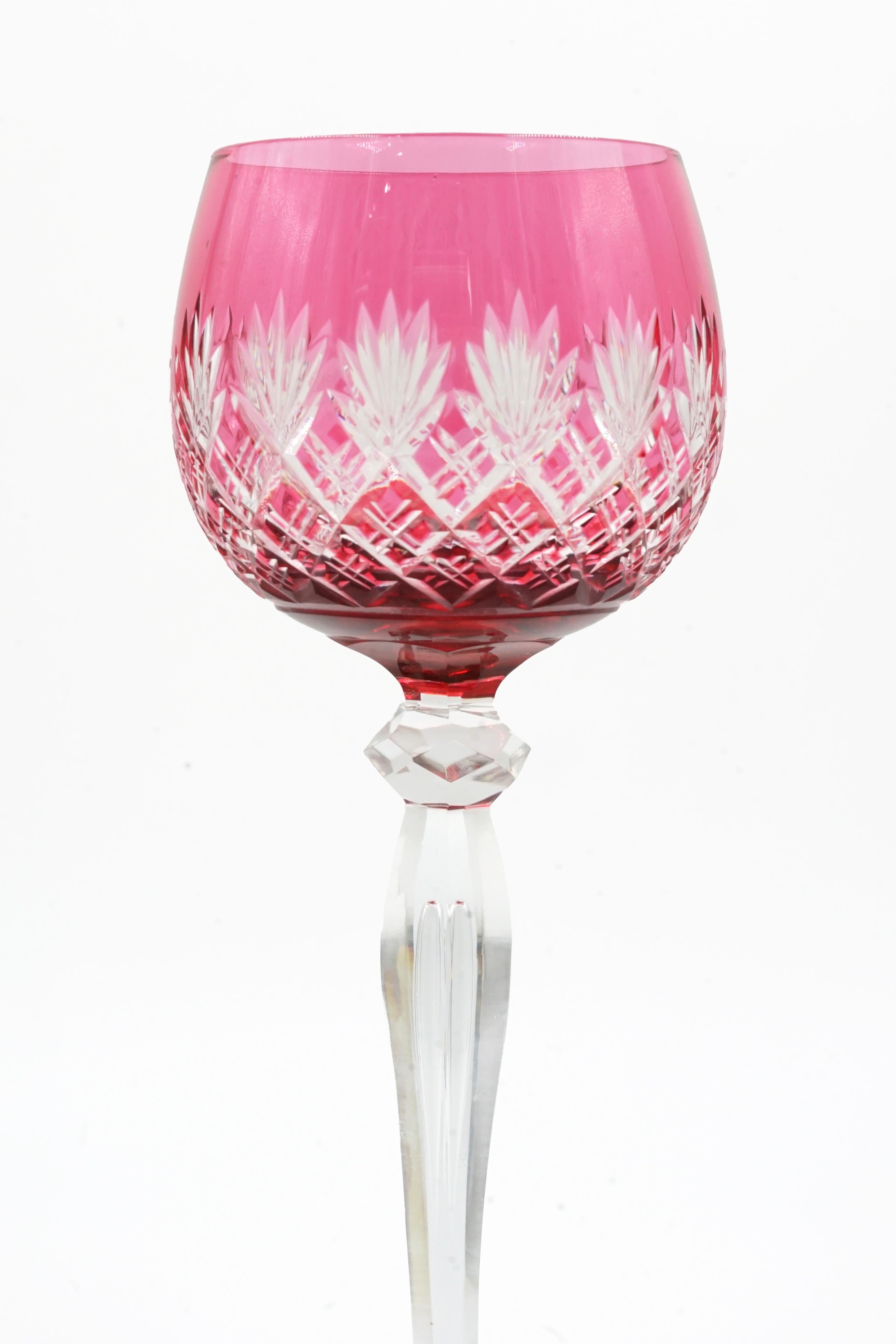 Bohemian Set of 12 Crystal Wine Glasses For Sale