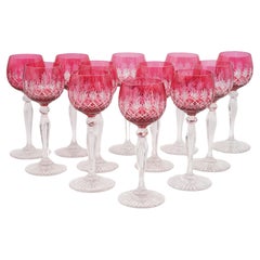 Antique Set of 12 Crystal Wine Glasses