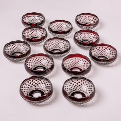 Set of Twelve Carved Crystal Chandeliers, Beaux Arts Style, Germany