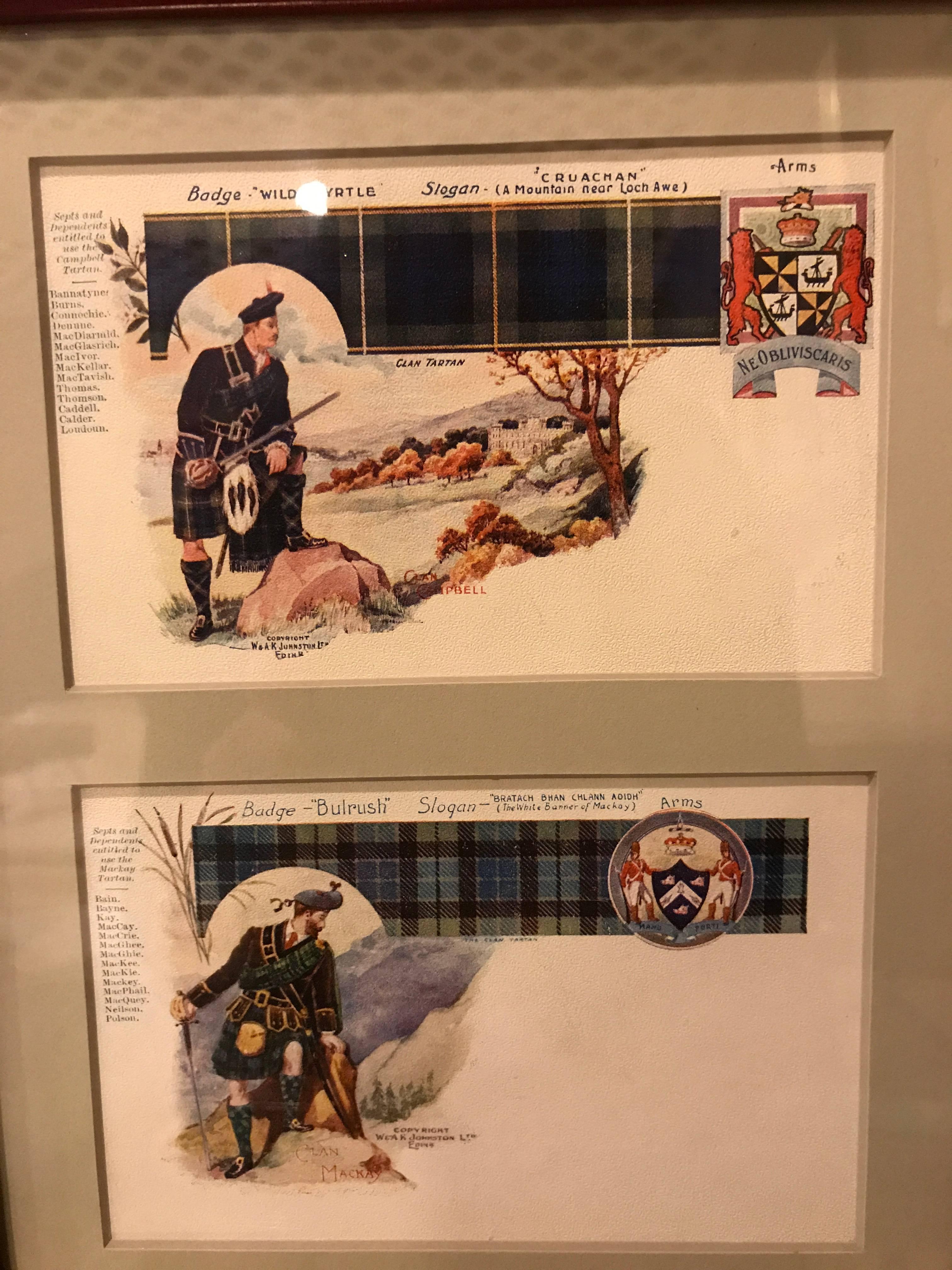 Modern Set of 12 Custom Finely Framed Scottish Postcards, Vintage Catherine Reiss Inc For Sale