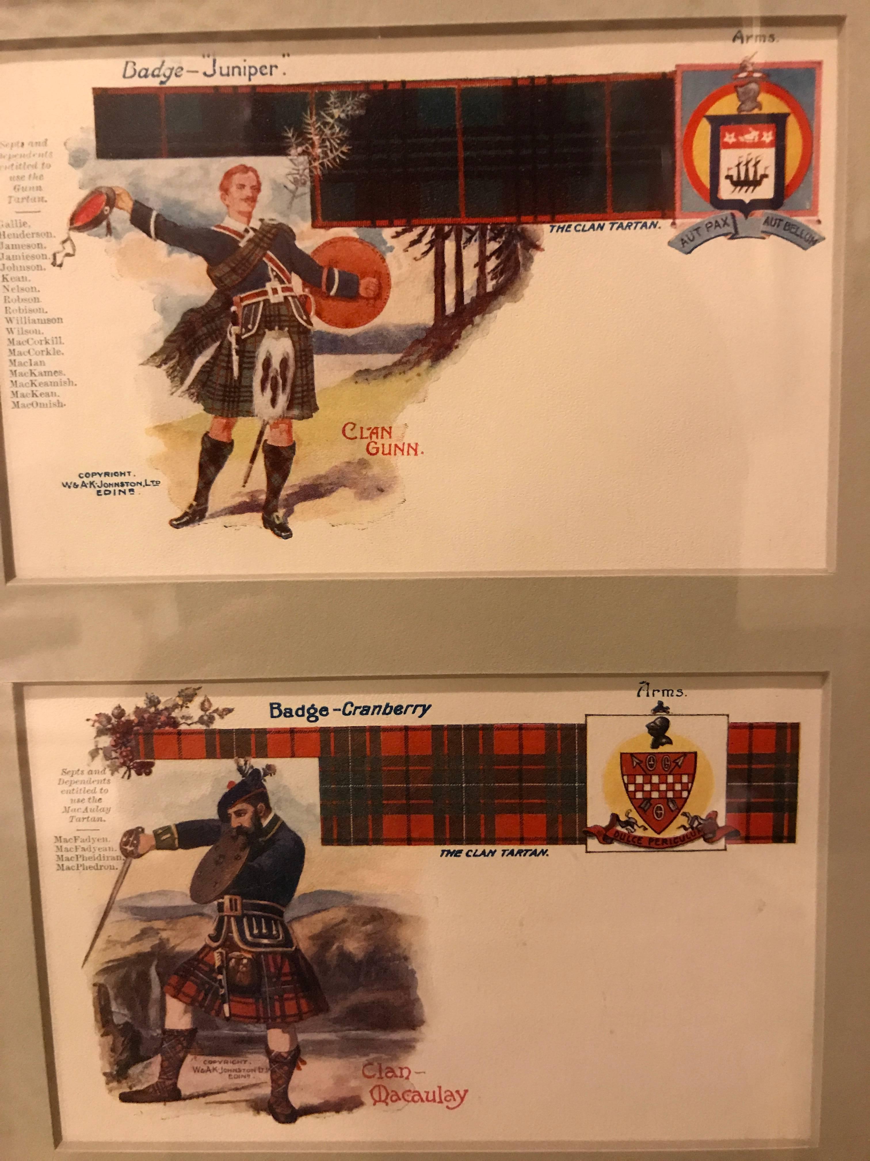 Set von 12 maßgefertigten, fein gerahmten schottischen Postkarten, Catherine Reiss Inc (Glas) im Angebot