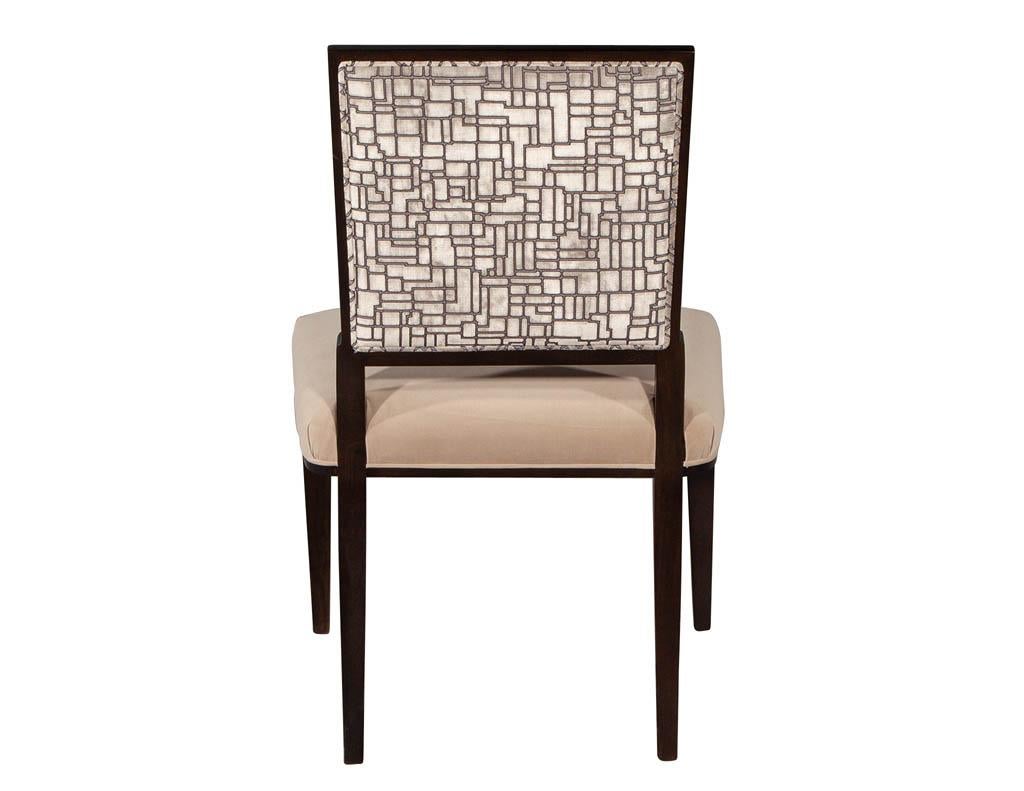 Fabric Set of 12 Custom Modern Walnut Dining Chairs