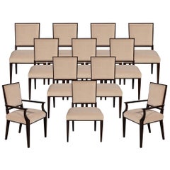 Set of 12 Custom Modern Walnut Dining Chairs