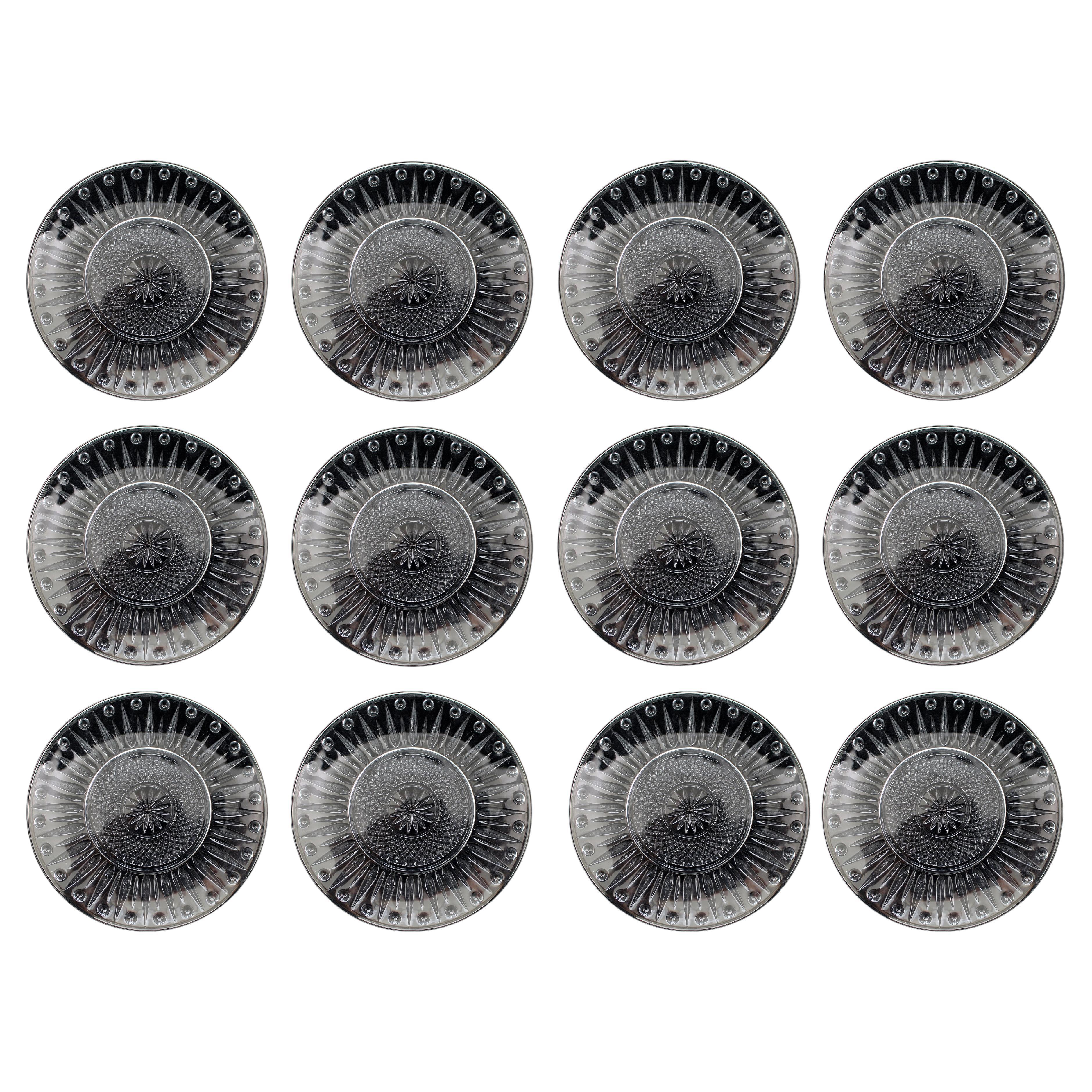 Set of 12 Cut Crystal Dessert Plates