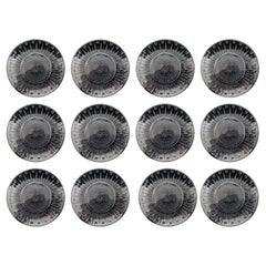 Set of 12 Cut Crystal Dessert Plates