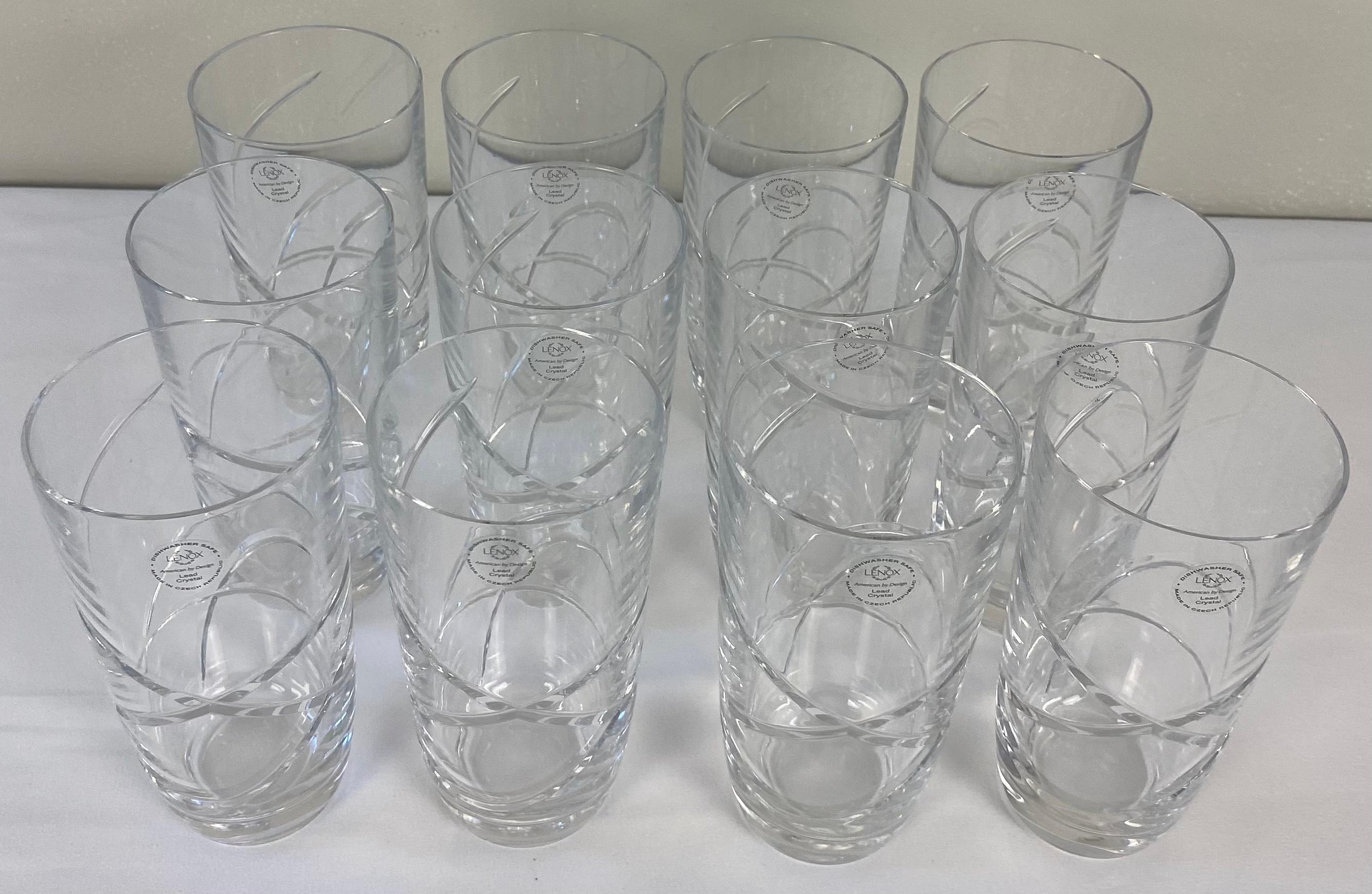 A fine high quality vintage set of 12 cut crystal water glasses by Lenox.
Dishwasher safe. American design made in the Czech Republic.

Very good condition, most of these vintage glasses have never been used and still have the original labels on