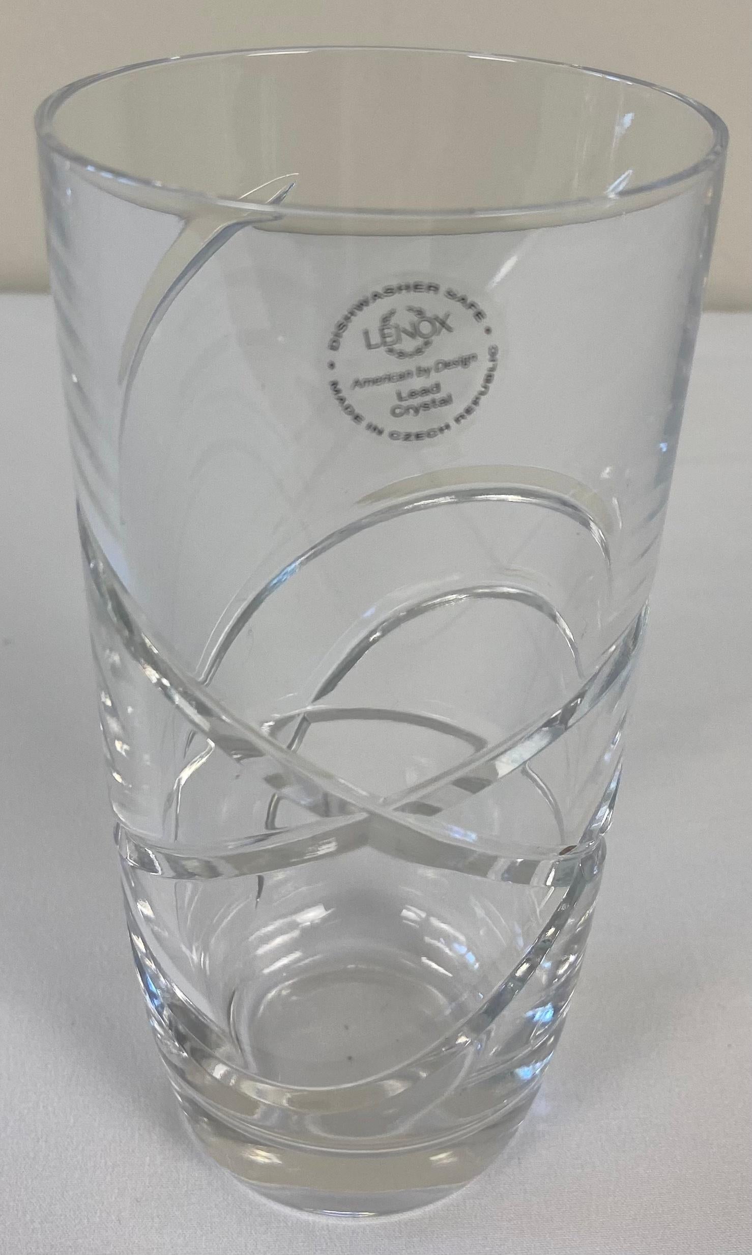 Hollywood Regency Ensemble de 12 verres à eau en cristal taillé de Lenox en vente