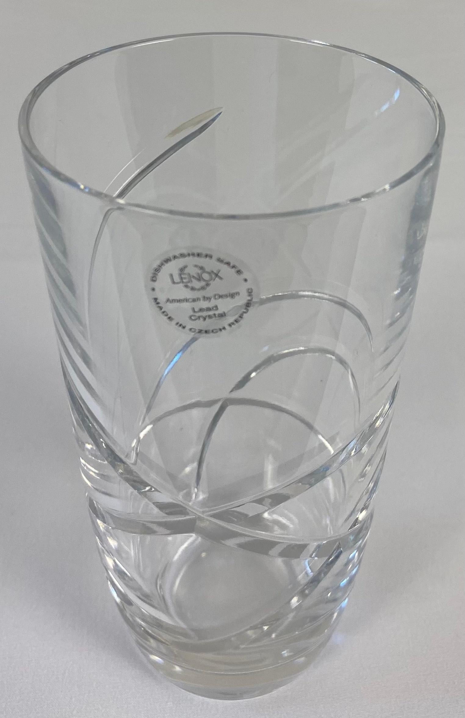 Hollywood Regency Set of 12 Cut Crystal Water Glasses by Lenox For Sale