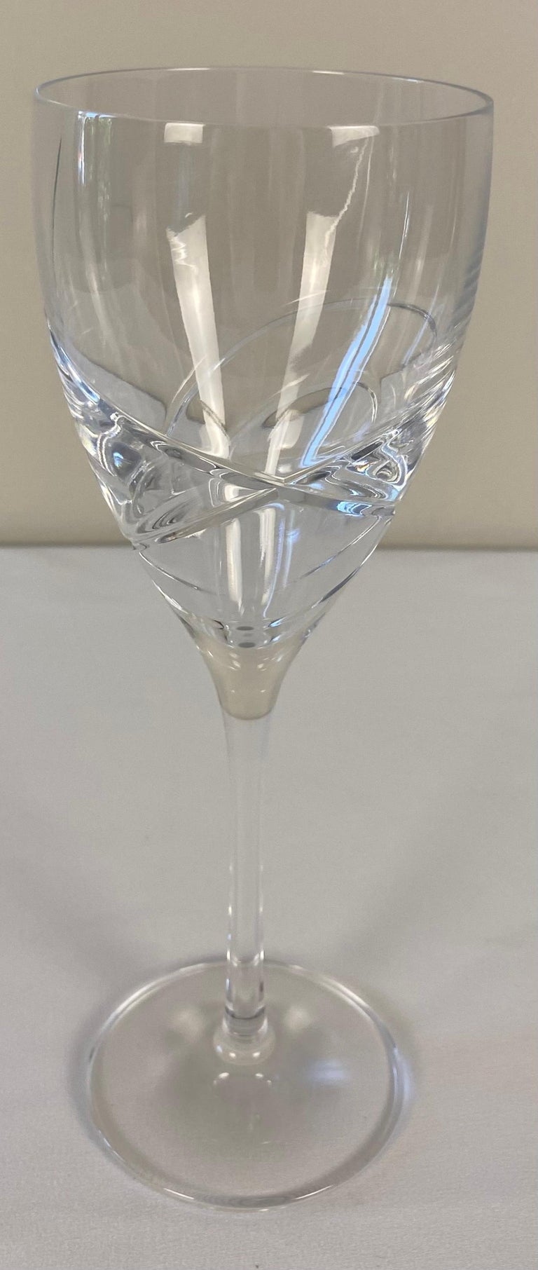 Hollywood Regency Set of 12 Cut Crystal Wine Glasses by Lenox For Sale