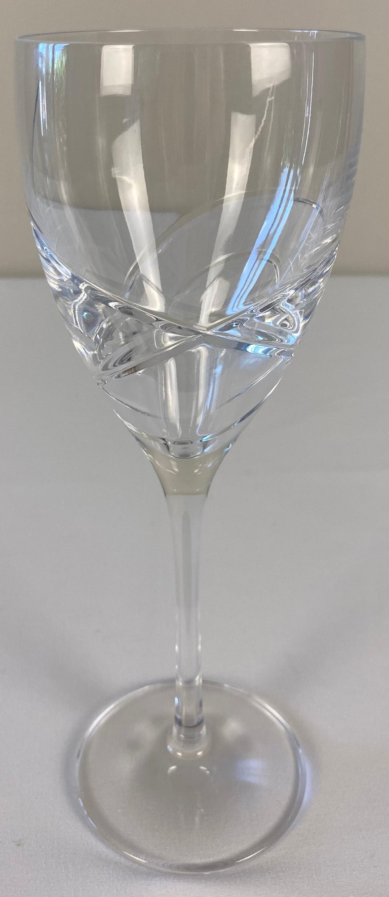 Set of 12 Cut Crystal Wine Glasses by Lenox In Good Condition For Sale In Miami, FL