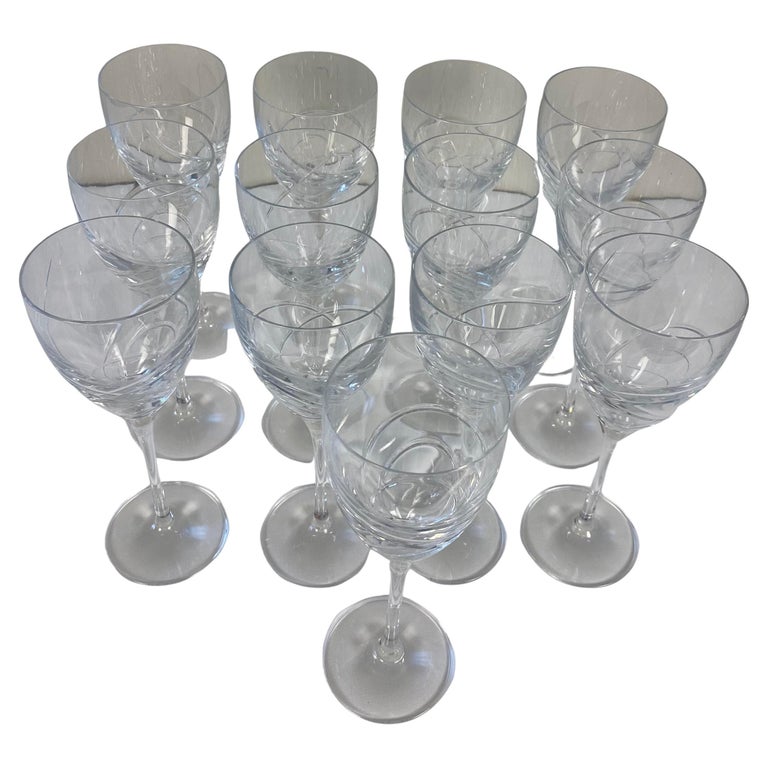 Set of 12 Cut Crystal Wine Glasses by Lenox For Sale