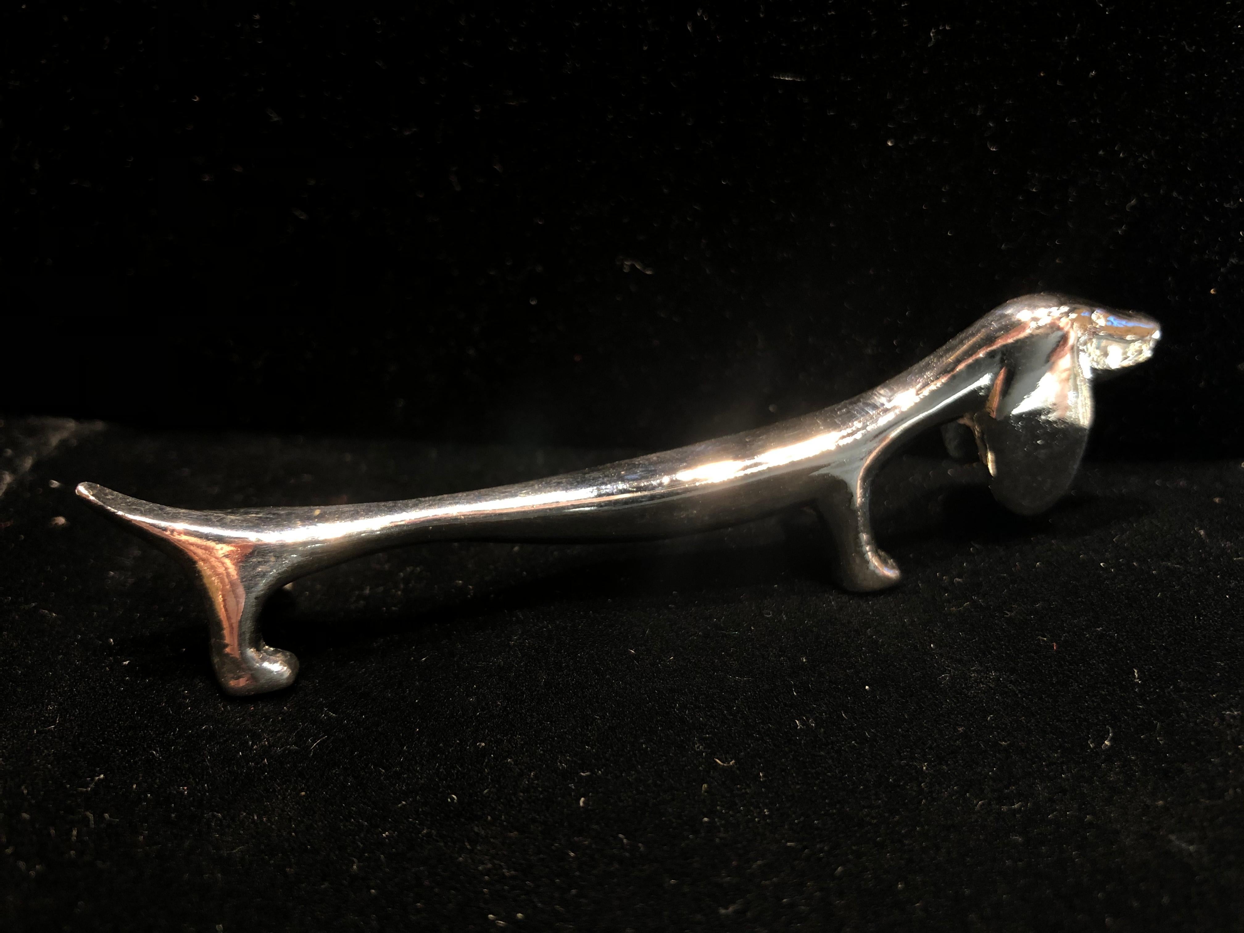 20th Century Set of 12 Dachshund Vintage Silver Plate Knife Rests For Sale