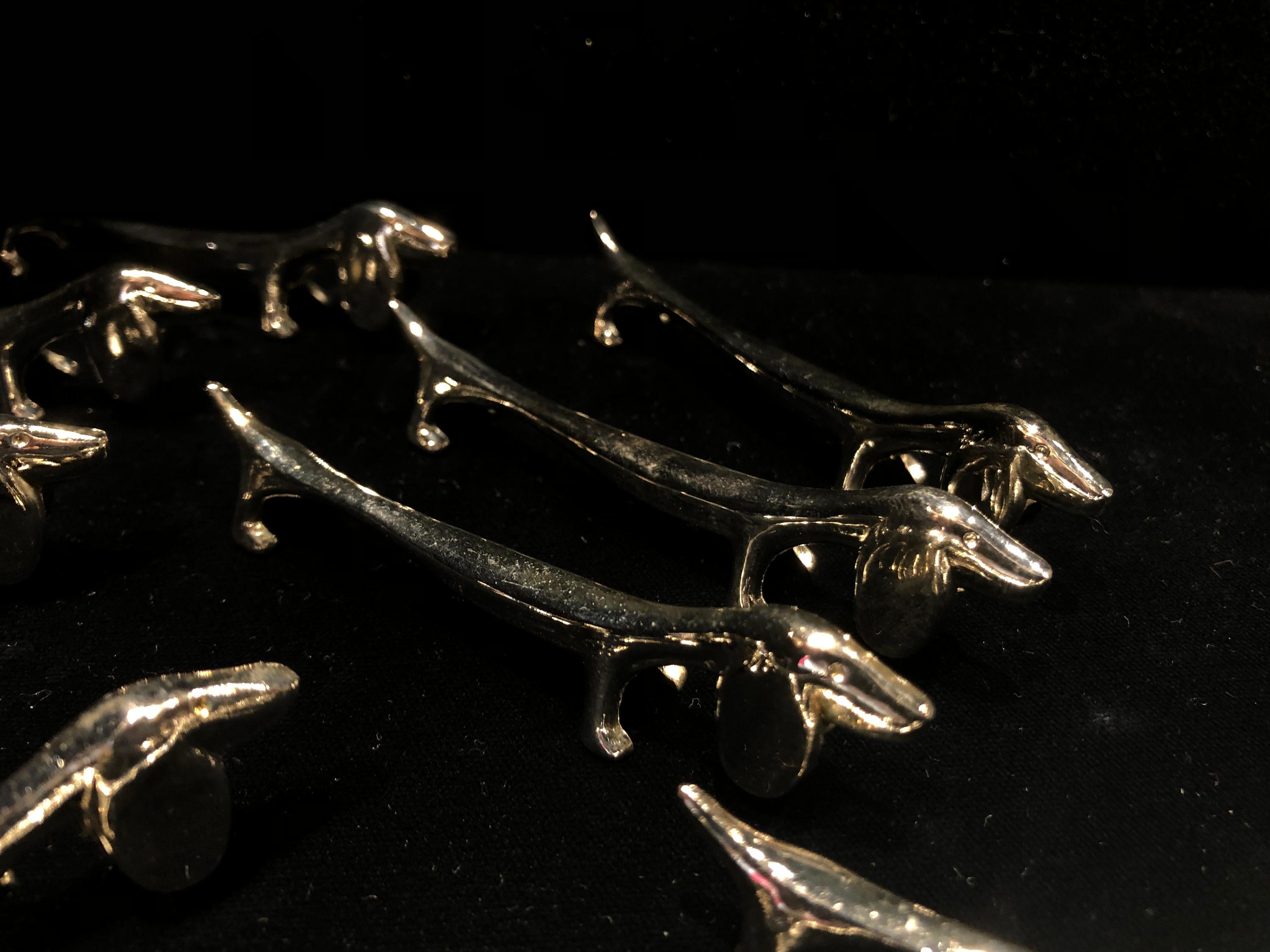 Set of 12 Dachshund Vintage Silver Plate Knife Rests In Good Condition For Sale In Westport, CT