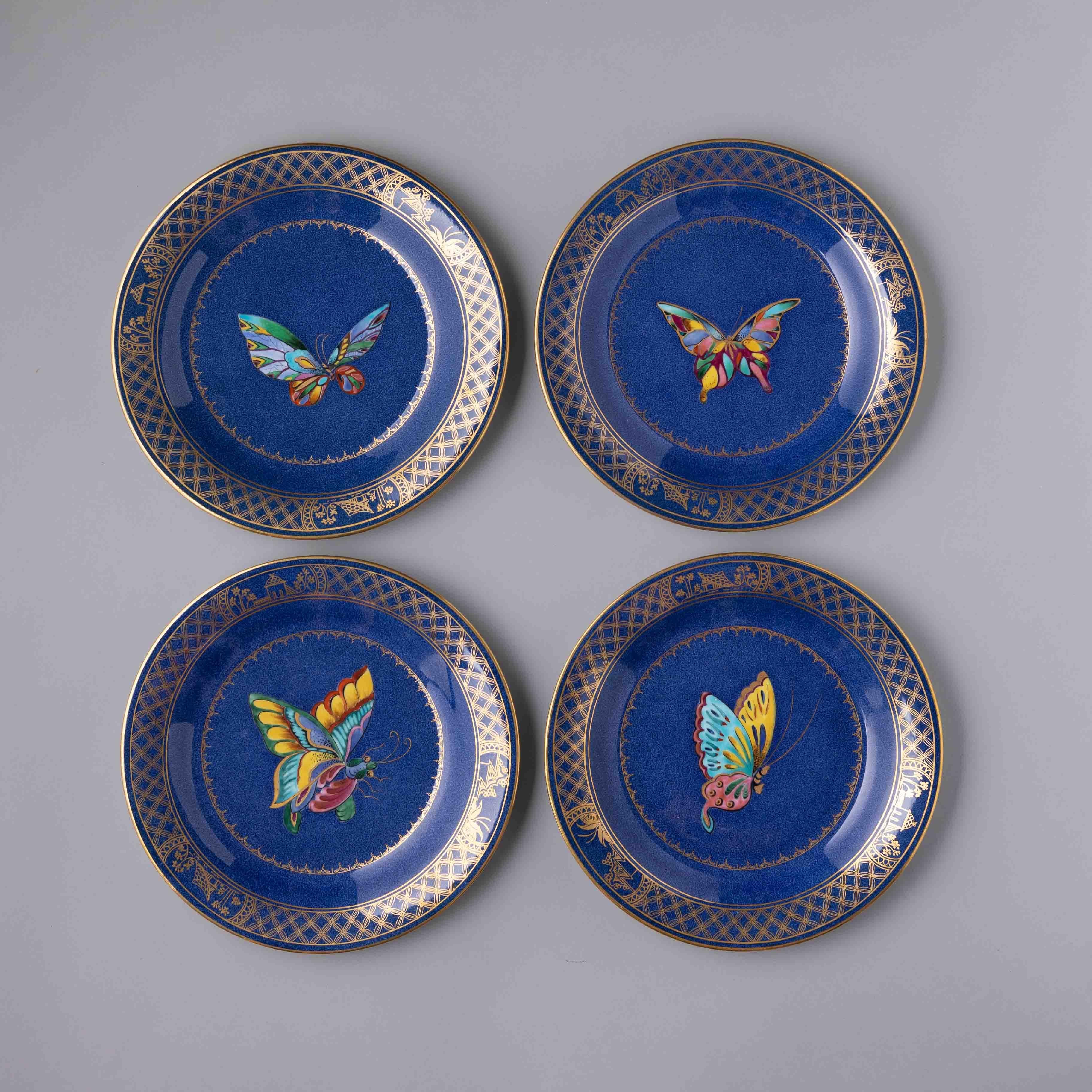 A set of 12 powder blue ‘Butterfly’ plates designed by Daisy Makeig-Jones for Wedgwood, circa 1920.

These whimsical plates are just gorgeous, featuring beautifully polychromed butterflies for a colorful adaptation of Daisy Makeig-Jones’s